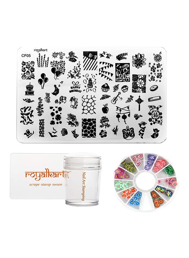 Royalkart Nail Art Stamping Kit With Scrapper And 3D Nail Art Wheel Black