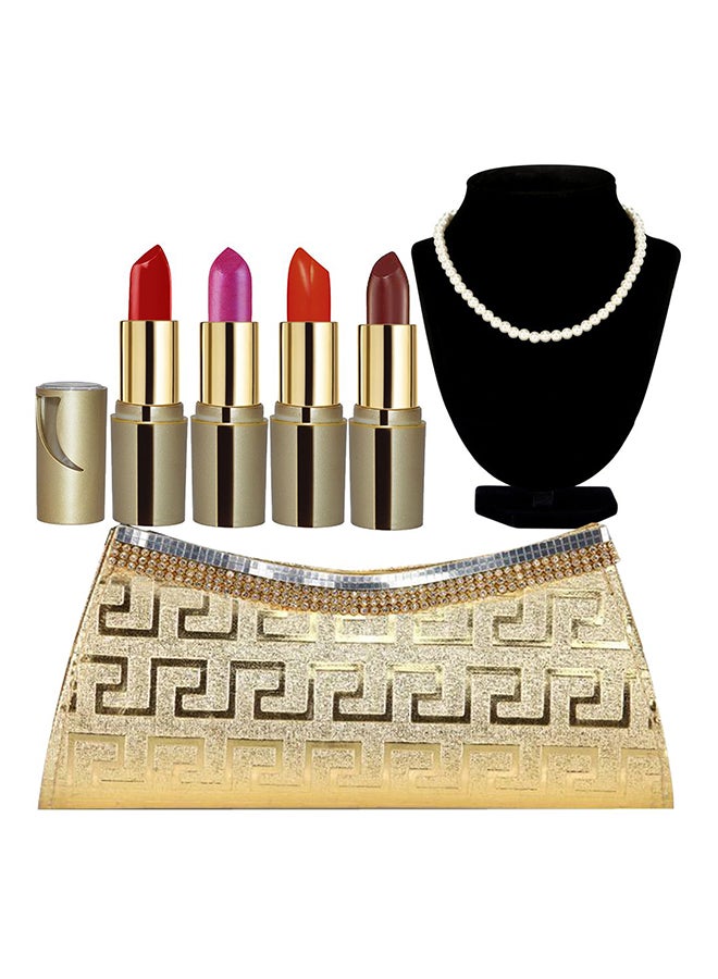 adbeni 6-Piece Lipstick And Necklace With Bag Multicolour 