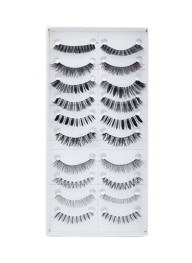 فوكس Pack Of 10 Soft Natural Thick Long False Eyelashes Black