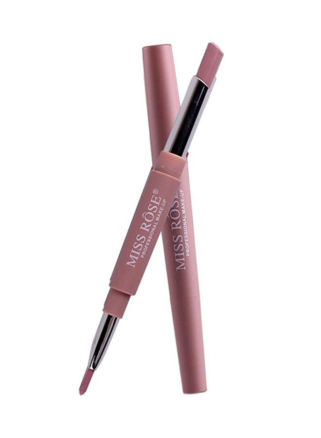 مس روز أحمر شفاه كريمي بلون مطفأ 2 ب 1 يدوم طويلاً مع قلم تحديد وردي