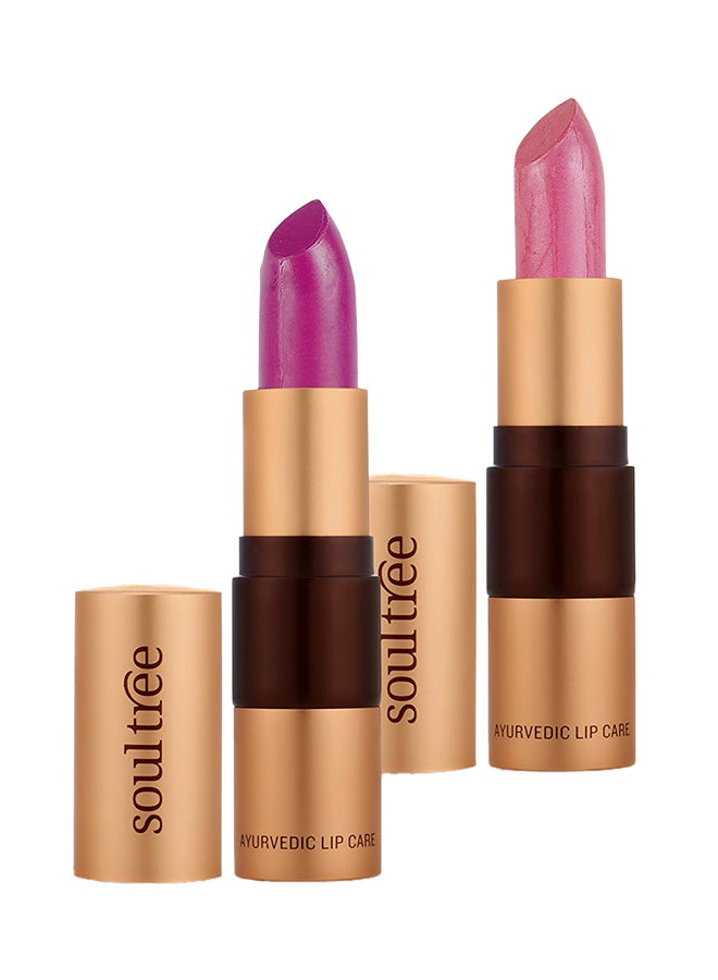 مجموعة من لونين من أحمر الشفاه اللامع آيورفيديك 513 بنفسجي/655 صنشاين