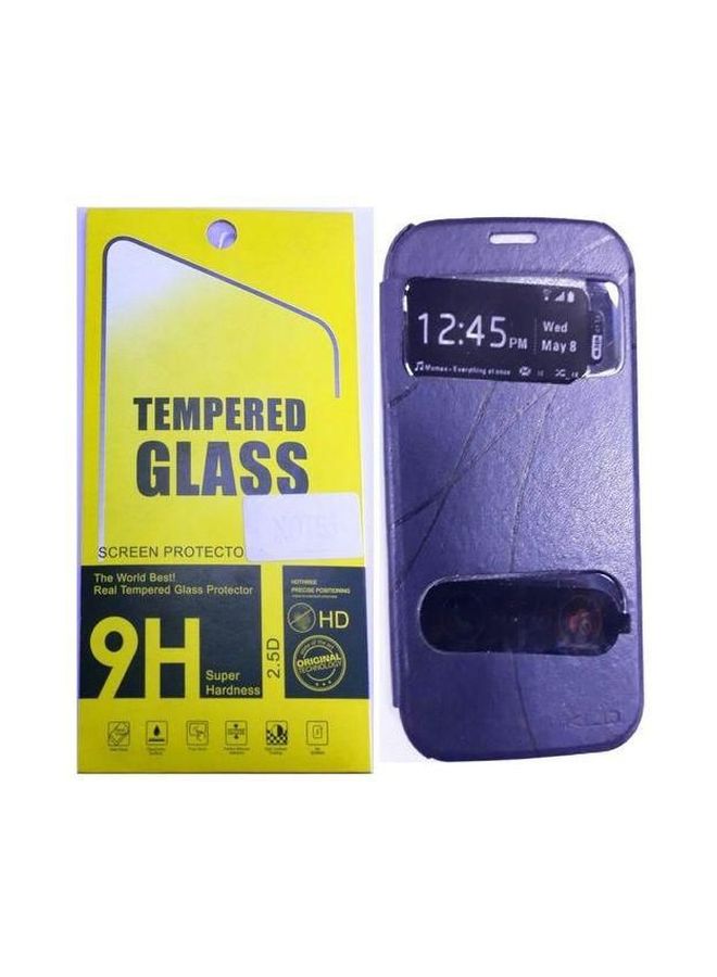 Oscar - Flip Cover With Glass Screen Protector For Apple iPhone 4 Blue - Image 1