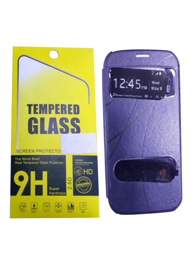 Flip Cover With Screen Protector For Samsung Galaxy S3 Purple/Clear