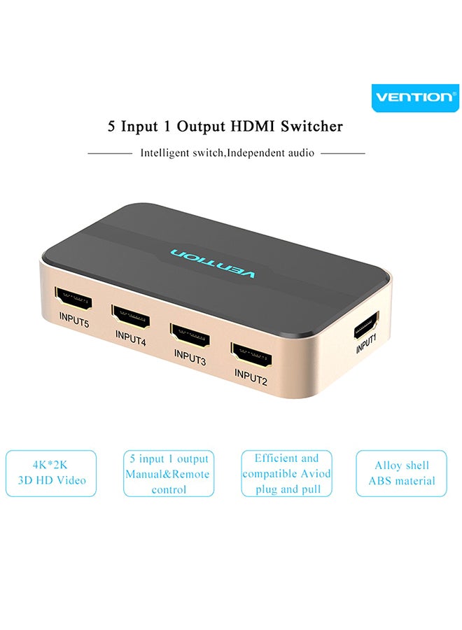 VENTION Splitter HDMI Switch Adapter Black/Gold - Image 2