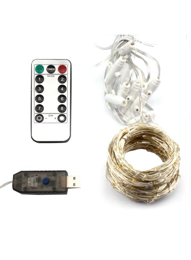 Generic - 300-LED Window Curtain String Light With Remote Control White 39.98 x 17.52 x 80mm - Image 1