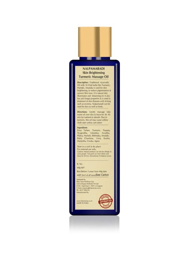 Blue Nectar Nalpamaradi Skin Brightening Turmeric Massage Oil Blue 200ml  - Image 3