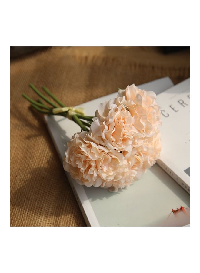 Generic 5 Heads Artificial Peony Bouquet Flowers Champagne 30x5x10cm 