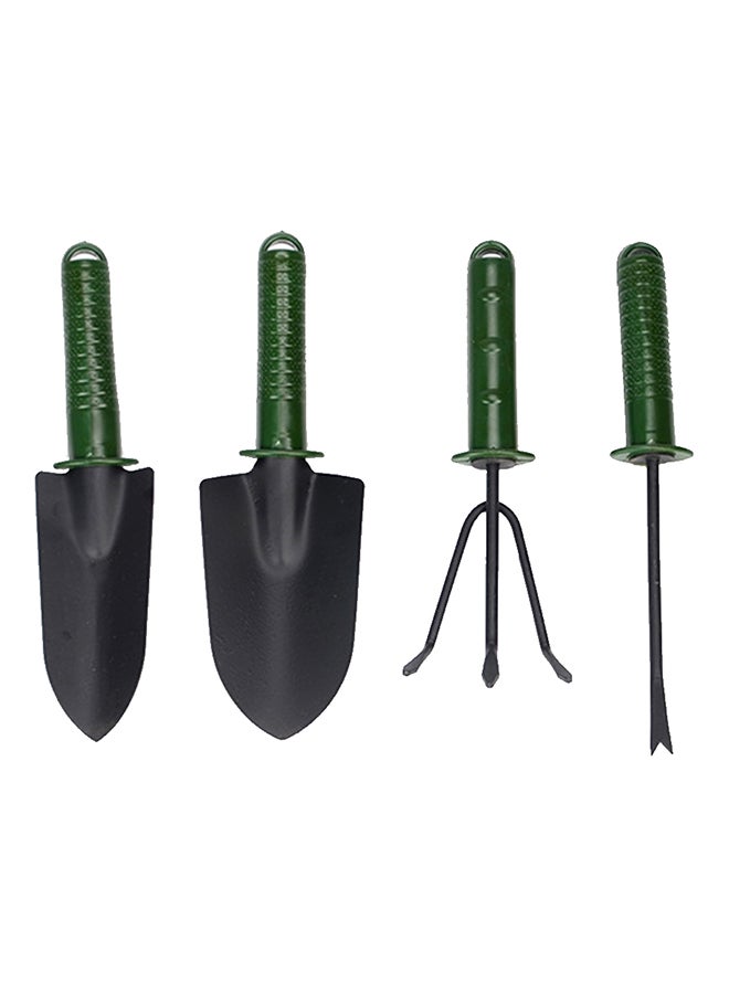 Generic 4-Piece Gardening Shovel Fork Rake Tool Set Green/Black 7 x 7centimeter 