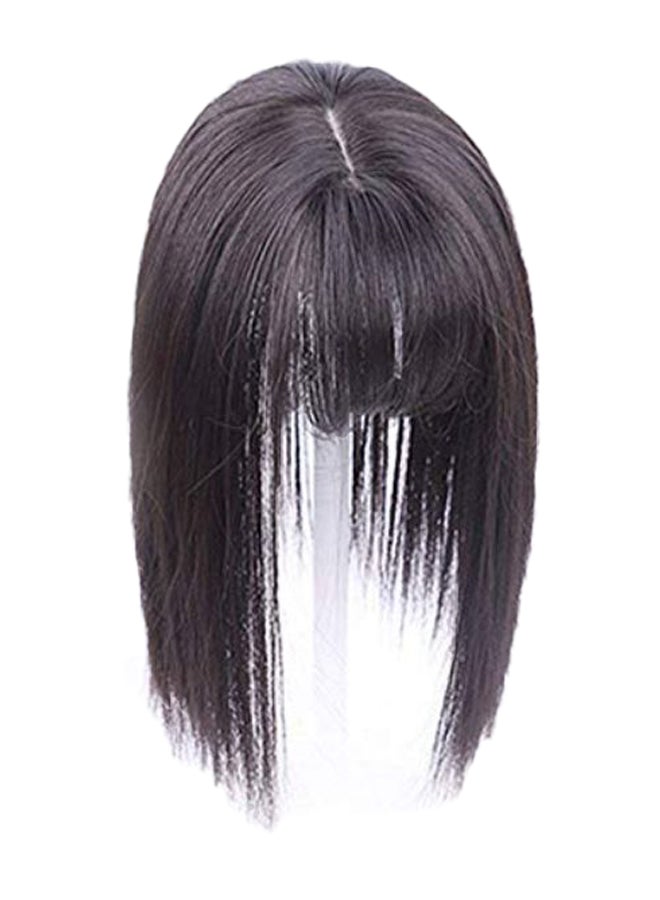 ريميهاي شعر مستعار بتصميم مسترسل مزود بغرة ومشبك على شكل تاج أسود بني 14بوصة