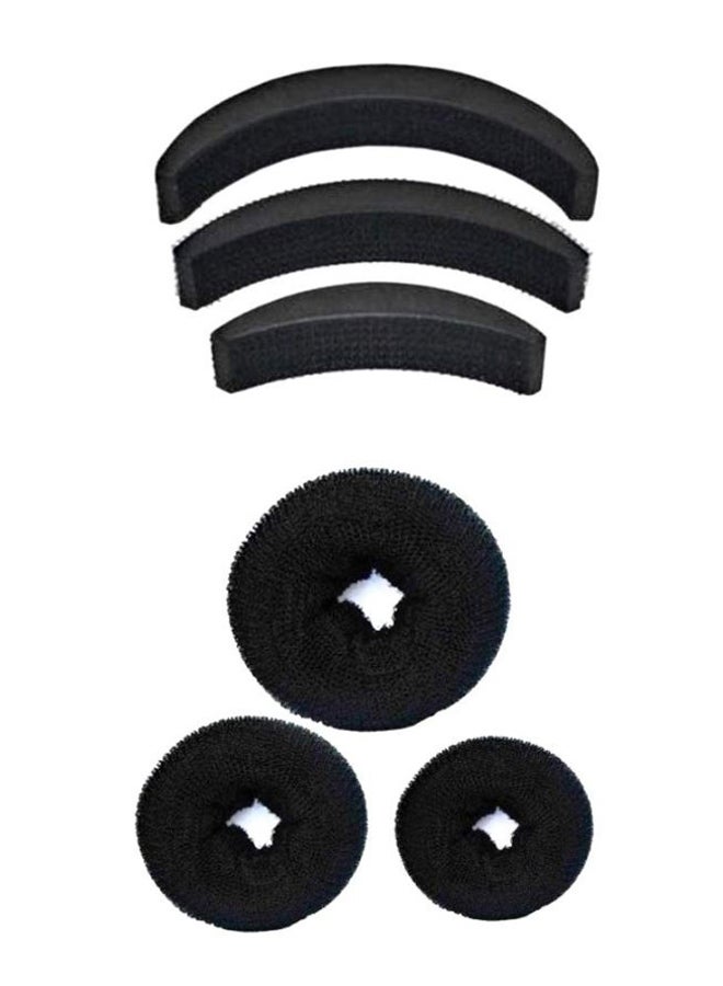 طقم مكون من مشابك لتكثيف الشعر وأداة لعمل كعكة الشعر من 6 قطع أسود