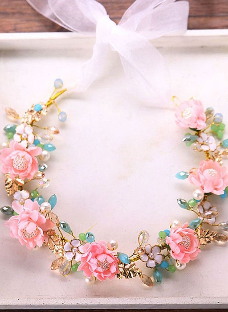 CLARA Flowers Imitation Crown With Adjustable Ribbon Multicolour 15.7inch - Image 2