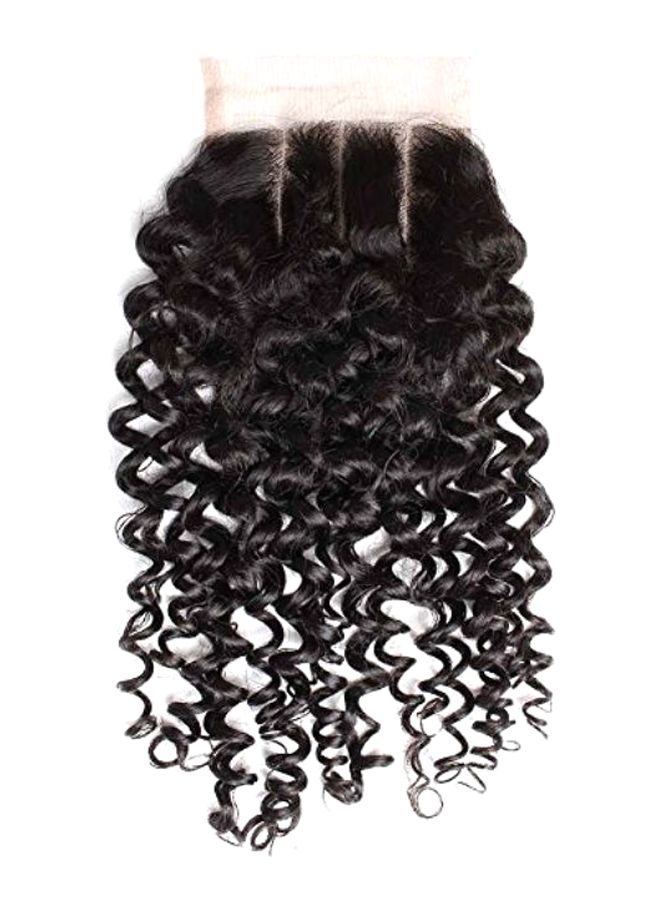 sent hair - Lace Closure Deep Curly Wave Hair Wig Black 10inch - Image 1