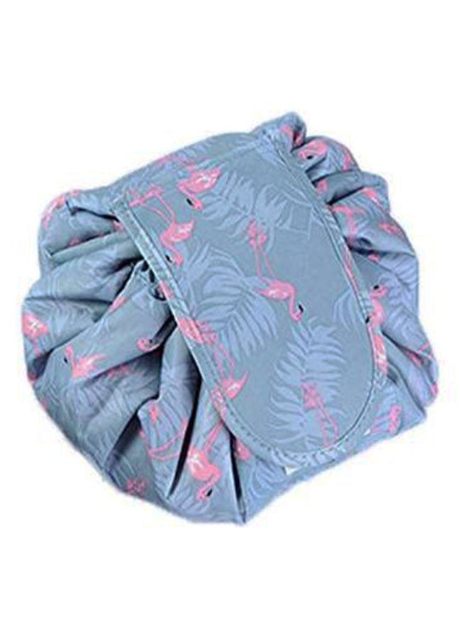 Dupeakya Flamingo Printed Multifunction Drawstring Cosmetic Bag Blue - Image 1