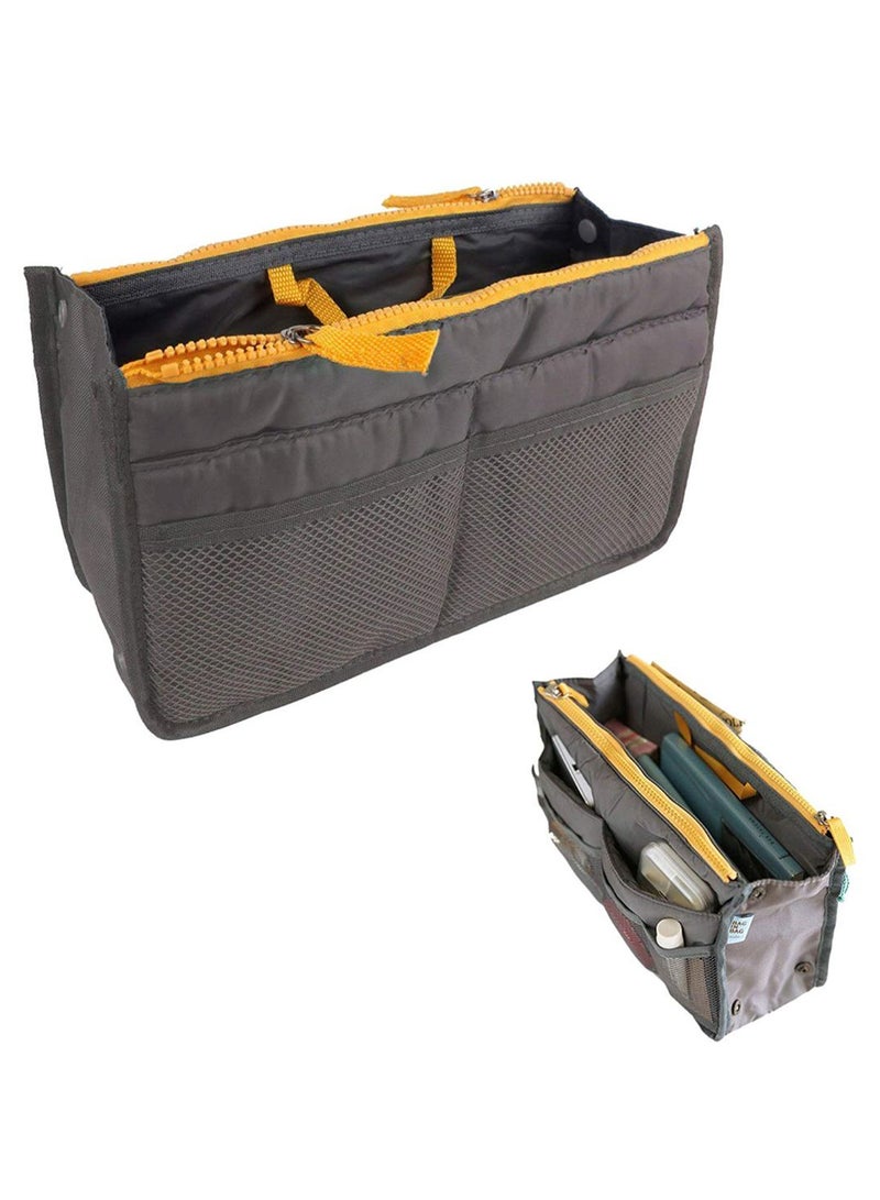 WITERY Portable Travel Toiletry Makeup Bag Grey/Yellow - Image 2