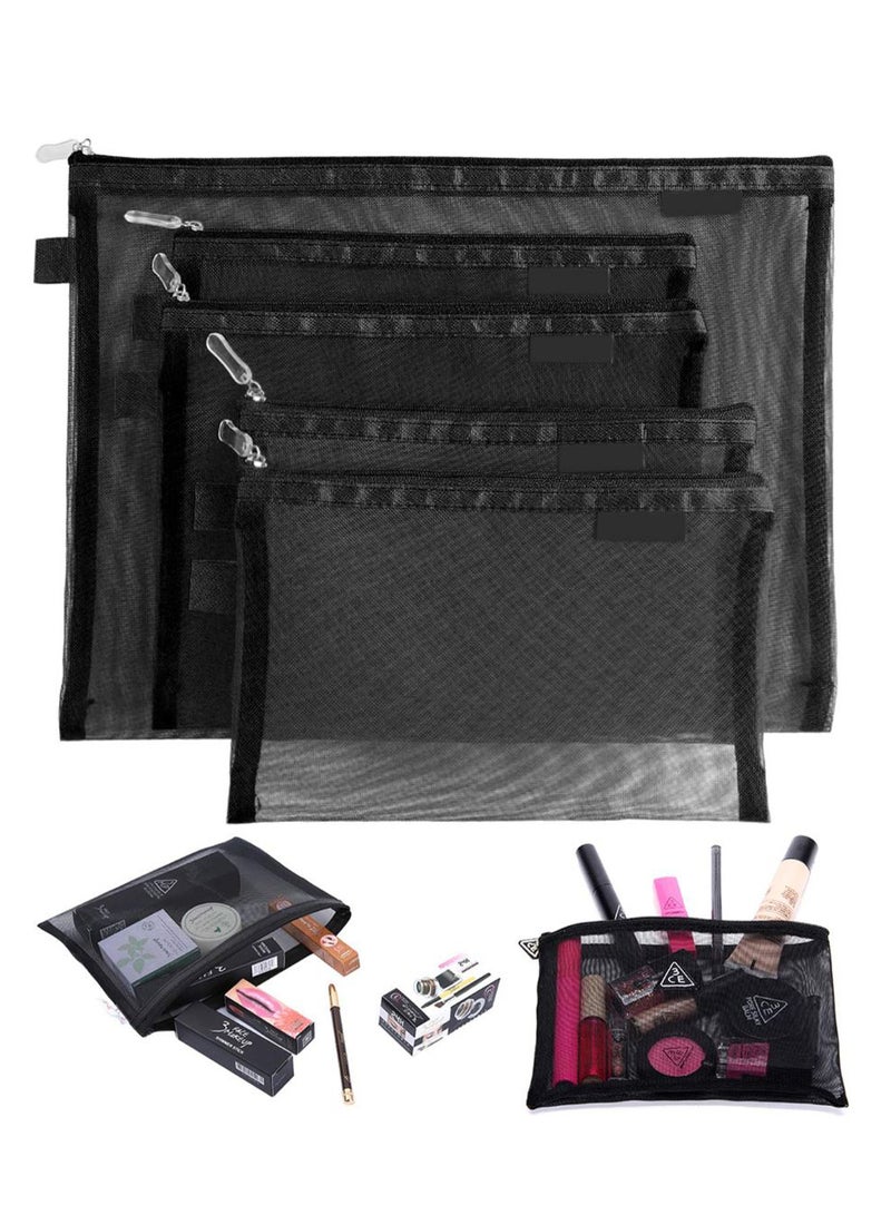 Topfinder - 5-Piece Travel Toiletry Cosmetic Pouch Set Black - Image 1