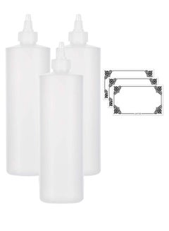 3-Piece Refillable Squeeze Bottle Set With Labels White