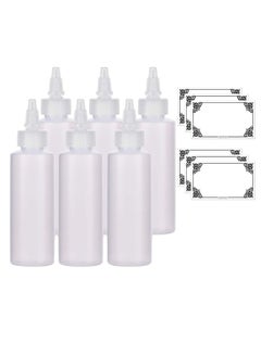6-Piece Refillable Squeeze Bottle Set With Labels White