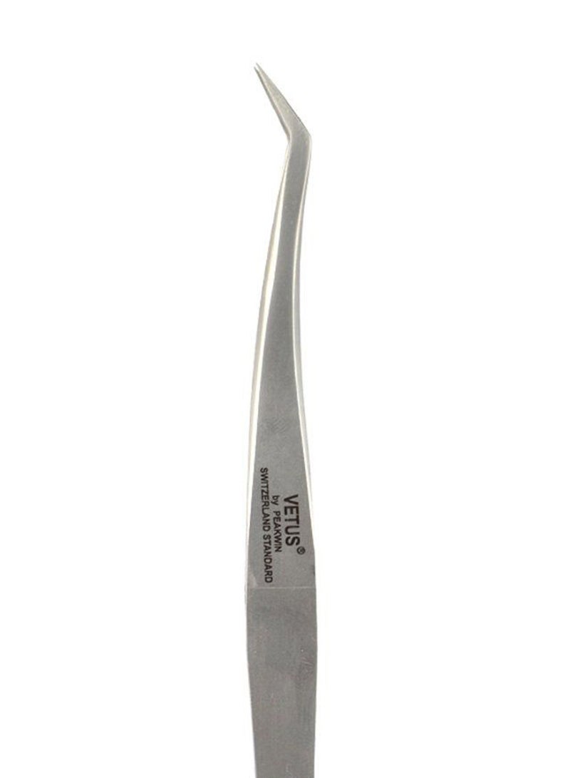 Qeelasee Anti-Static Eyelash Tweezers With Case Silver/Clear - Image 2