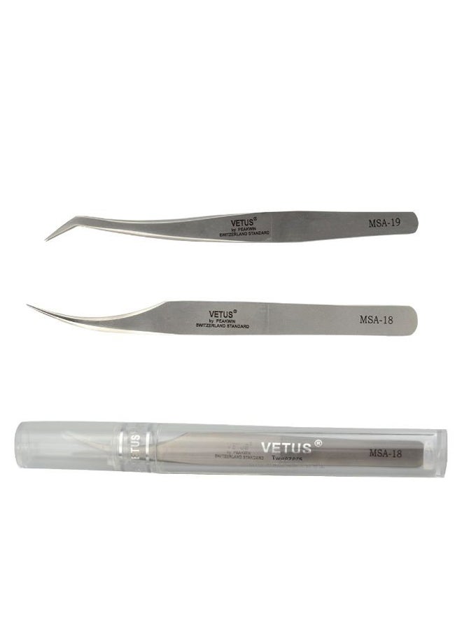 Qeelasee 2-Piece Tweezer Set With Superior Case Silver/Clear - Image 1