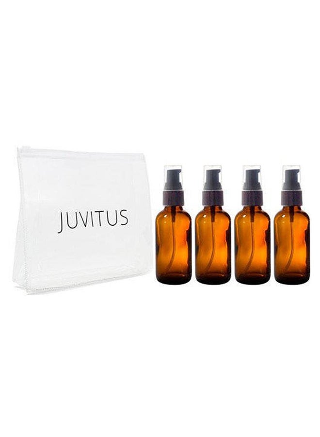 JUVITUS 4-Piece Round Treatment Pump Bottle Set Brown/Black  - Image 1