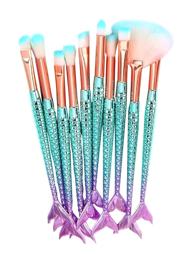 LEDeng 11-Piece Mermaid Makeup Brush Set Multicolour - Image 2