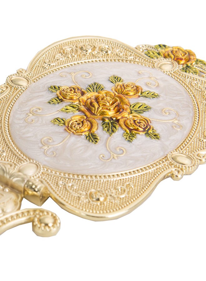 Nerien Vintage Hand Held Rose Mirror Comb Set Gold - Image 2
