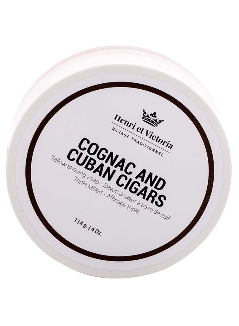 Henri et Victoria - Cognac And Cuban Cigars Tallow Shaving Soap 114grams - Image 1