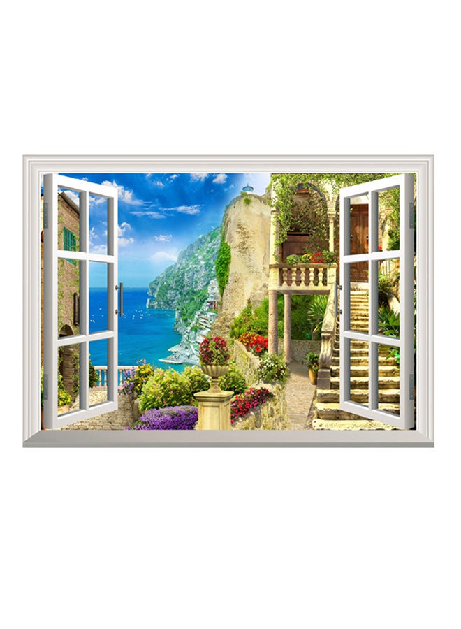 ملصق جداري ثلاثي الأبعاد بتصميم نافذة تظل على منظر طبيعي متعدد الألوان 50 x 70Ø³Ù†ØªÙŠÙ…ØªØ± - Image 1