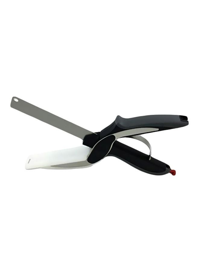 2-In-1 Kitchen Knife And Cutting Board Scissors Silver/Black - Image 1