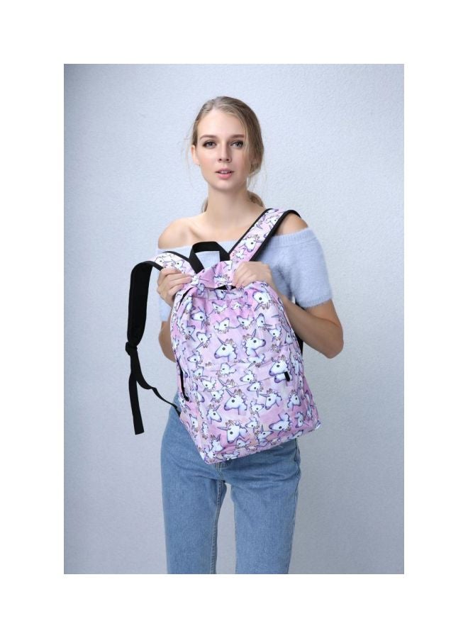 3-Piece Unicorn Printed Backpack Set Pink/White - Image 4