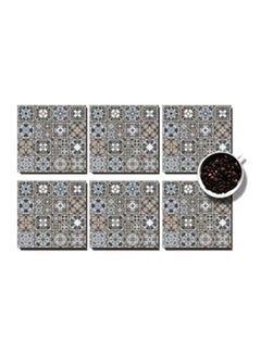 6-Piece Andalusian Printed Coaster With Tray Grey/White/Black - v1567150896/N29119017A_2