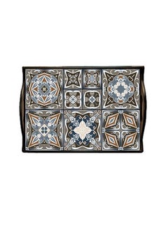 6-Piece Andalusian Printed Coaster With Tray Grey/White/Black - v1567150897/N29119017A_3