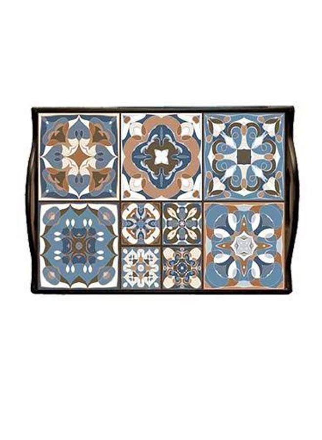 فوتو بلوك مجموعة حاملة أكواب مع صينية - 6 قطع أزرق/أبيض/بني - Image 2