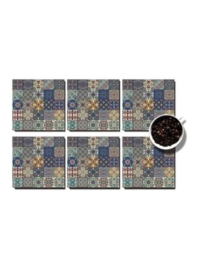 فوتو بلوك مجموعة حاملة أكواب مع صينية - 6 قطع أزرق/ رمادي/ أصفر - Image 2