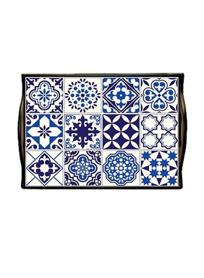 فوتو بلوك طقم حوامل أكواب من 6 قطع مع صينية تقديم أبيض/أزرق - Image 3