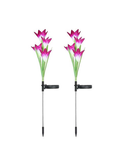 2 Piece Solar Energy Lily Lawn Lamp Multicolour 41x10x10.5centimeter
