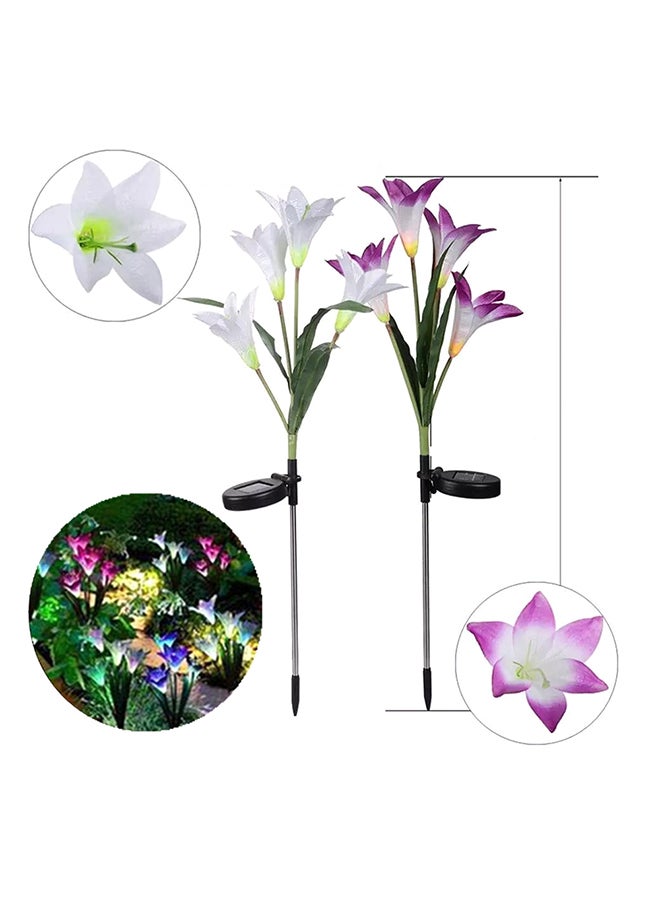 Generic - 2 Piece Solar Energy Lily Lawn Lamp Multicolour 41x10x10.5centimeter - Image 1