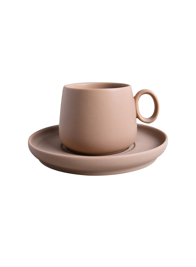 فنجان وصحن بني - Image 1