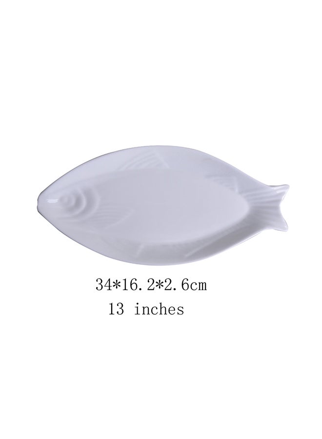 طبق على شكل سمكة أبيض 13.5بوصة - Image 3
