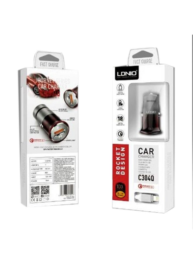 LDNIO Fast Car Charger With Lightening Cable For Apple iPhone Multicolour - Image 1
