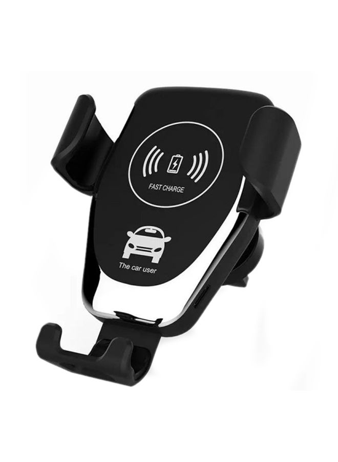 Qi Fast Wireless Car Charger With Car Phone Holder For Mobile Phones Black  - Image 1