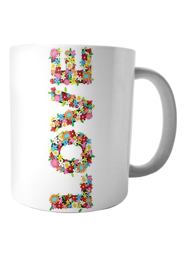 Bit Hosny Love Printed Ceramic Mug White/Pink/Green