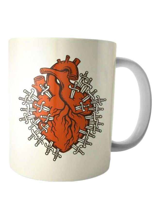 بيت حسني مج من السيراميك بطبعة أبيض/أسود/بني