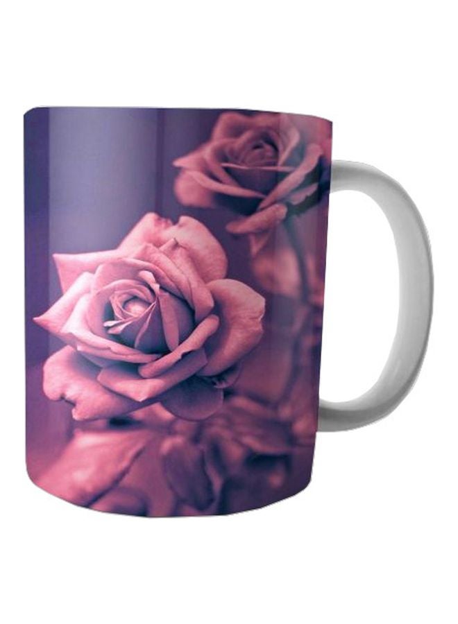 بيت حسني مج من السيراميك بطبعة وردي / أسود/ أبيض