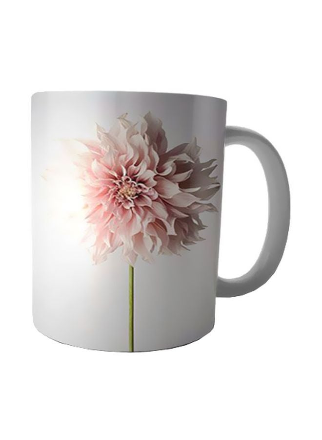 بيت حسني مج من السيراميك بطبعة أبيض/ وردي