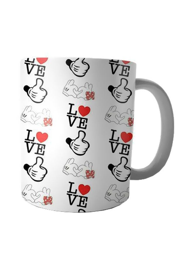 بيت حسني مج من السيراميك بطبعة أبيض/أسود/أحمر