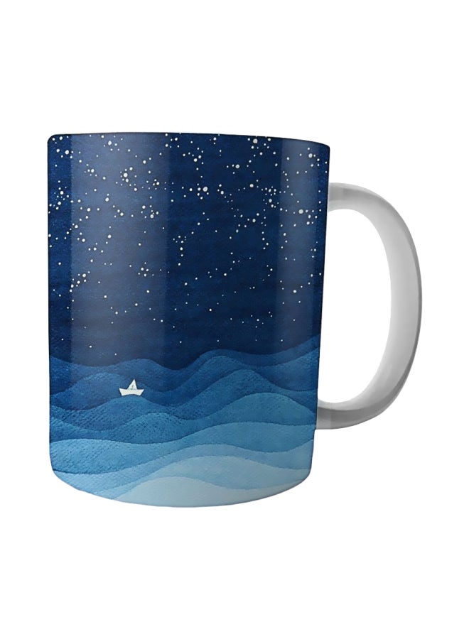Bit Hosny Printed Ceramic Mug Blue/White
