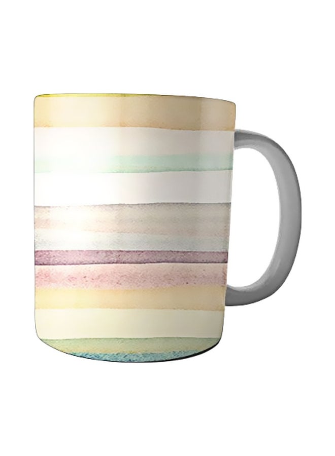 Bit Hosny Printed Ceramic Mug Beige/White 