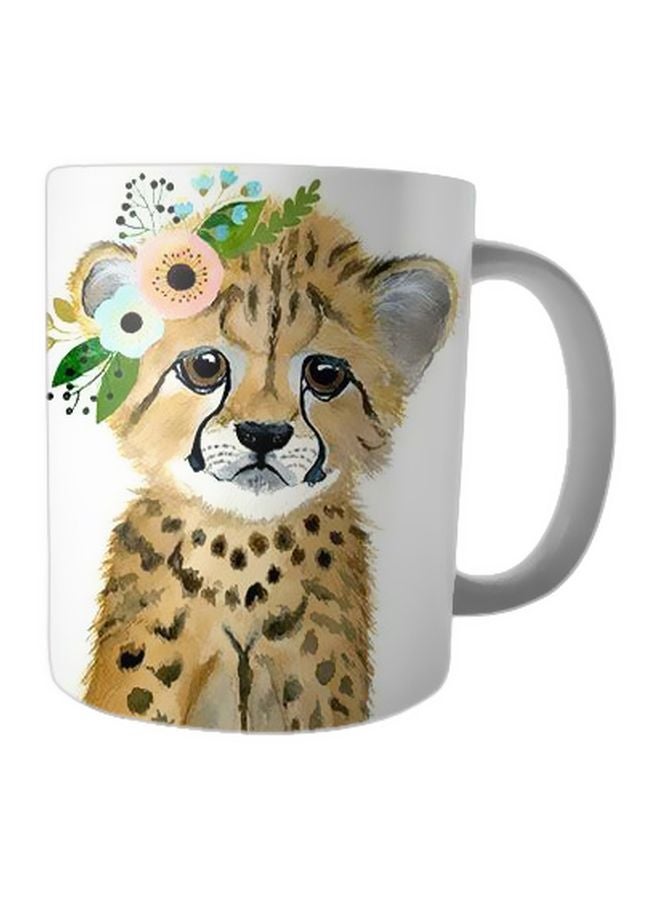 Bit Hosny Printed Ceramic Mug White/Brown/Green