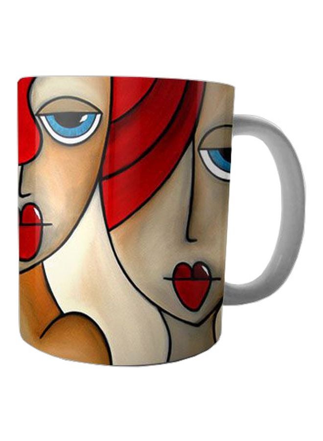 Bit Hosny Printed Ceramic Mug Red/Beige/Brown 
